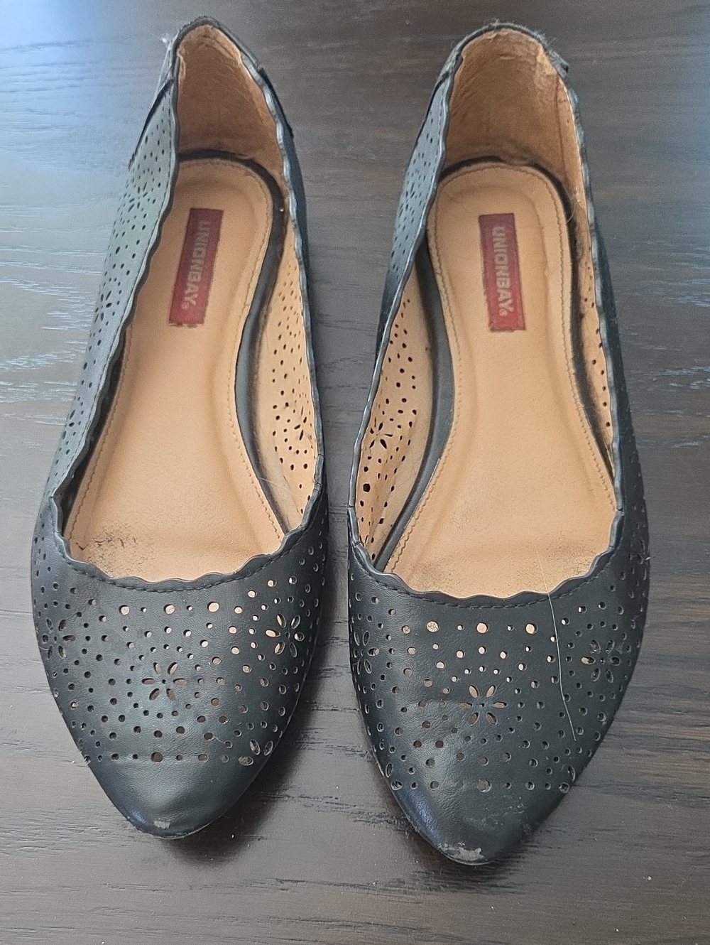 Unbranded Black Perforated Pointed Toe Flats